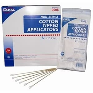 Dukal 6" Cotton Tipped Applicators, Non-Sterile, 1000/Box. Wood applicators