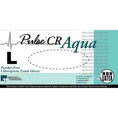 Pulse CR Chloroprene Exam Gloves, Large, 200/Bx, Powder-Free, Textured, Aqua
