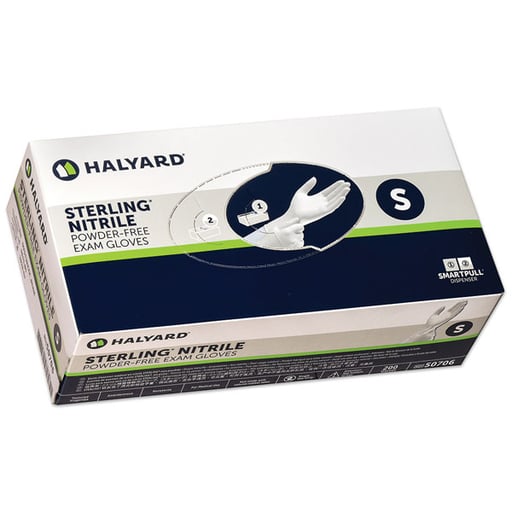 Sterling Nitrile Exam Gloves: SMALL 200/Bx. 9.5" length, Powder-free
