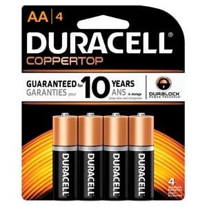 DURACELL Battery, Alkaline, Size AA, packaged as 4 packs, 56 packs per case