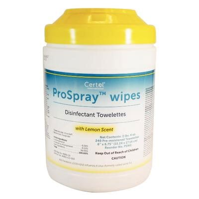 ProSpray Wipes 6" x 6.75" Can of 240 Wipes. Non-Staining Surfaces Disinfectant