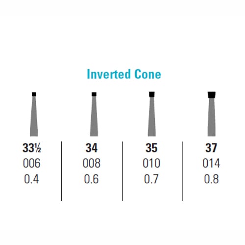 Quala FG #35 inverted cone carbide bur, pack of 10 burs