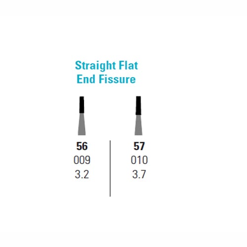 Quala FG #56 Straight Flat End Fissure Carbide Bur, Package of 50 Burs