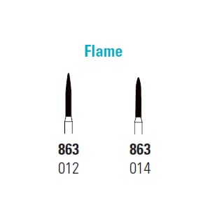 Quala FG #863.012 Coarse grit Flame single-use diamond bur, pack of 10