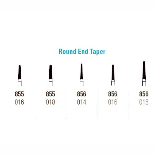 Quala FG #856-016 Coarse, Round end taper, Single Use Diamond Burs, Package