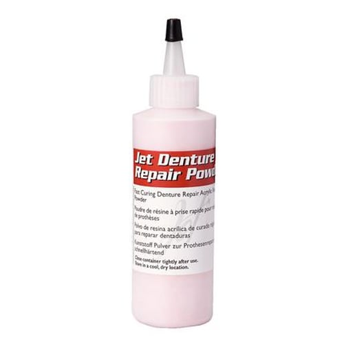 Jet Denture Repair Acrylic powder 4oz Bottle. Self-Cure, Fast Set