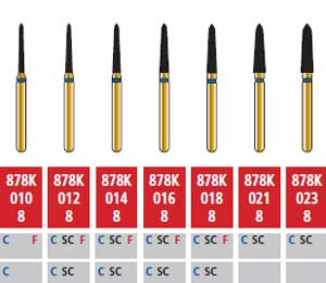Alpen FG #878K.018 Coarse Grit, Curettage Diamond Bur. Package of 5 Burs