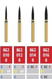 Alpen FG #862.010 Ultra Fine Grit, Flame Shaped Diamond Bur. Package of 5 Burs