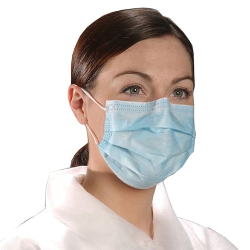 Alpha Air Ear-Loop Face Mask - Blue, 50/Box. 7"