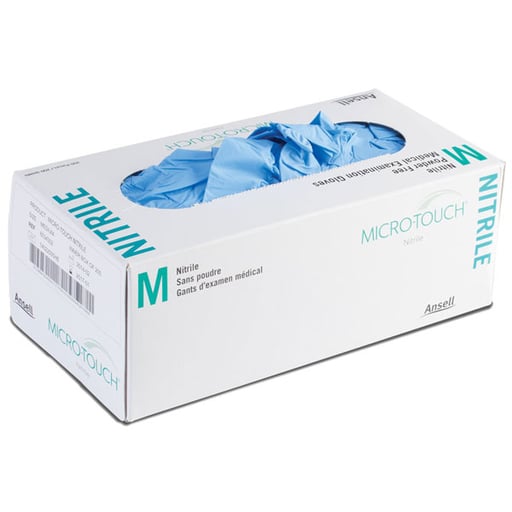 Micro-Touch Nitrile Exam Gloves: LARGE 200/Bx. Powder-Free, Textured