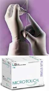 Micro-Touch Plus Sterile Latex Exam Gloves, Large, Powder-Free, Cream Colored