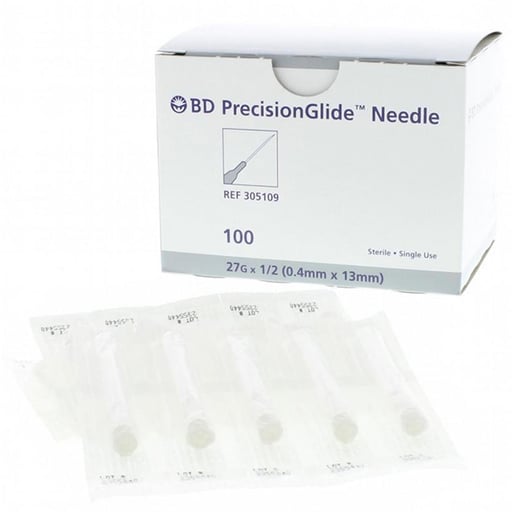 BD General Use Sterile Hypodermic Needle. Regular Wall, Regular Bevel. 27 G x