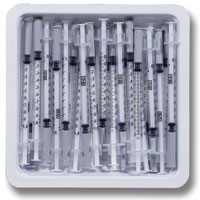 BD SafetyGlide 1 mL Allergist Tray with 27 G x 1/2" Permanently Attached