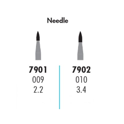 Quala FG #7902 12 blade Needle shaped T&F bur, Gold Plated, package of 10