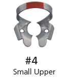 Hygenic Fiesta Color Coded Clamps. #4 (orange) winged metal dam clamp. Small