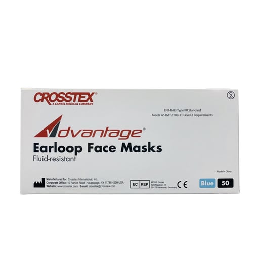 Advantage ASTM Level 2 Ear-Loop Face Mask, Blue 50/Bx