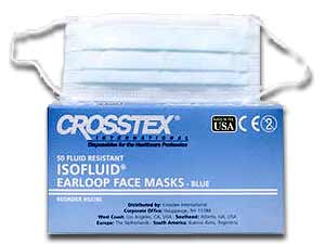 Isofluid Earloop Masks - Green, Fluid Resistant Outer Layer, White Tissue Inner