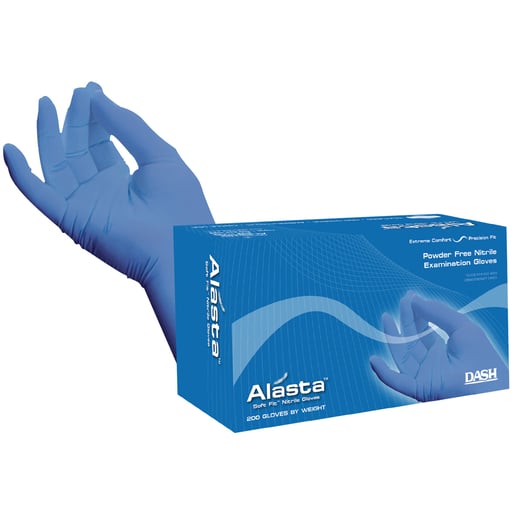 Alasta Nitrile Exam Gloves, Non-Sterile, Powder-Free, Violet Blue, Medium, 200/Box