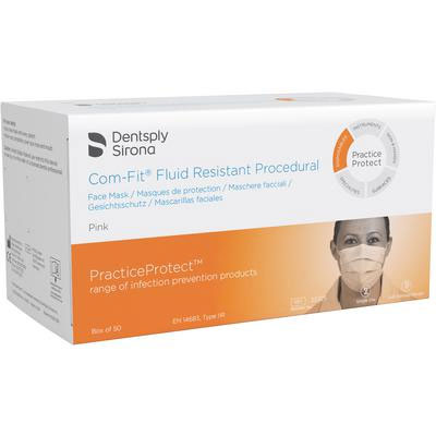 Com-Fit ComFit Fluid Resistant Procedural Mask, 50/Bx. Pink Ear-Loop with 99%