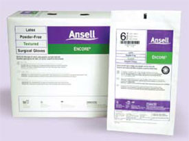 Encore Latex Surgical Gloves: size 8 1/2, Sterile, Powder-Free, Textured, Cream