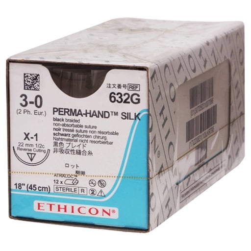 Ethicon Perma-Hand 3/0, 18" Silk Black Braided Non-Absorbable Suture