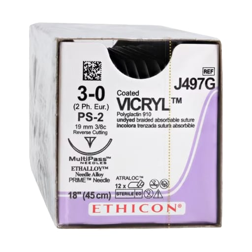 Ethicon Vicryl 3/0, 18" Coated Vicryl Undyed Braided Absorbable Suture