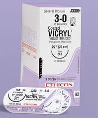 Ethicon Vicryl 4/0, 18" Coated Vicryl Undyed Braided Absorbable Suture
