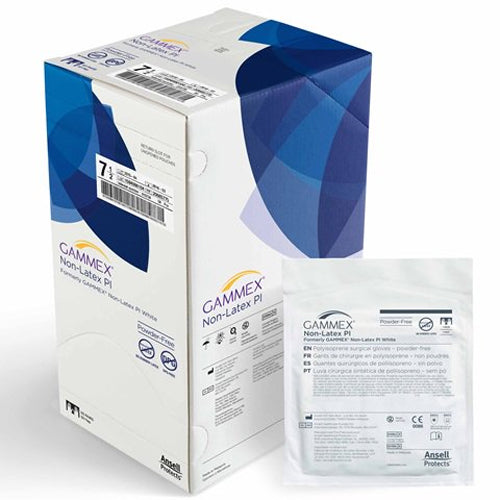 GAMMEX Non-Latex PI White Polyisoprene Surgical Gloves, 50 pairs/box: Size