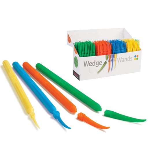 Wedge Wands Small Blue, 100/Pack. Anatomically shaped plastic matrix wedge