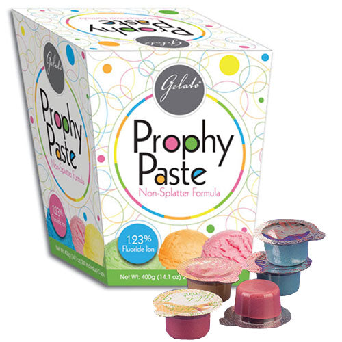 Gelato Prophy Paste - Coarse grit, Assorted flavores. Non-Splatter 1.23% APF