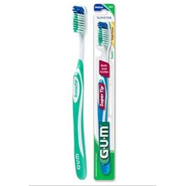 GUM Super Tip Toothbrush - Compact Soft Adult Toothbrush. 27 Tufts, Dome Trim