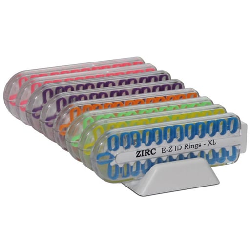 E-Z ID Instrument Rings, XL 200/Pk. - VIBRANT Kit. Just over 1/2" diameter
