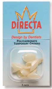 Directa Temporary Crowns Refill, Polycarbonate, #18, Package of 5 crowns