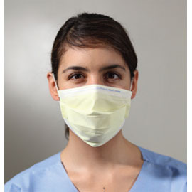 KC100 Procedure Earloop Mask YELLOW 50/Pk. Three layer mask, constructed