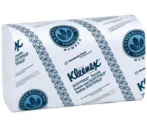 Kleenex ScottFold Hand Towels 9.4" x 12.4", White, Open Towel Size, Designed