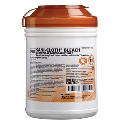 Sani-Cloth Bleach Large Wipes (6" x 10.5"), 75/Canister
