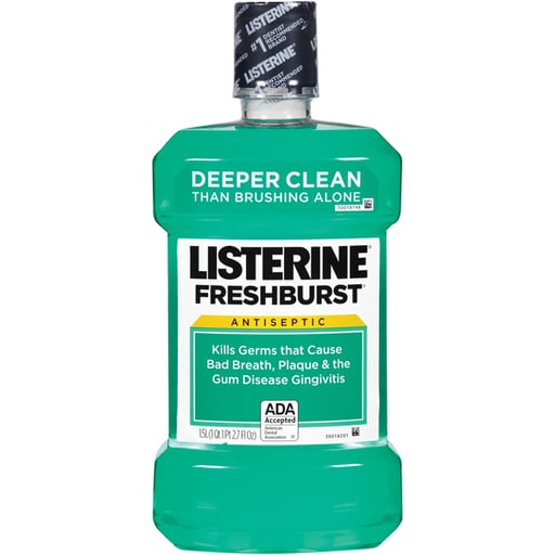 Listerine Fresh Burst Flavor Mouthwash, Case of 6 - 1.5 Liter Bottles