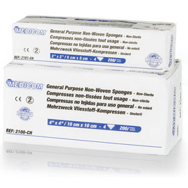 Medicom 3" x 3" Non-Woven Sponges 4000/Cs. General purpose 4 ply, soft