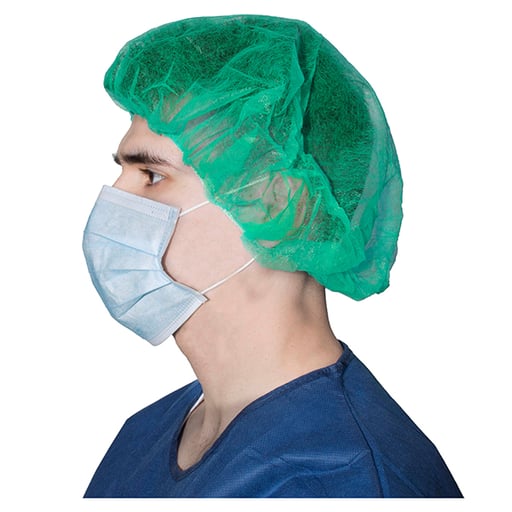 Dukal Bouffant Cap 21in., Green, Accordion Style, 100/Bag