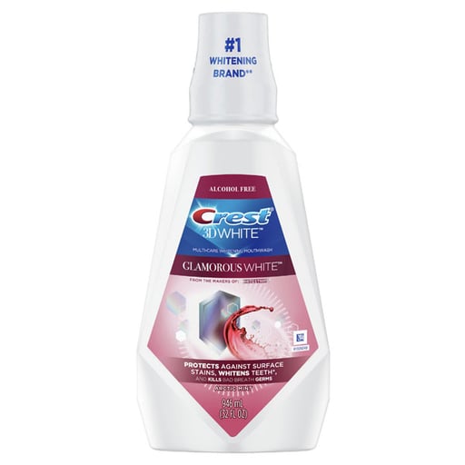 Crest 3D White Glamorous White Mouthwash, Case of 6 - 946mL (32 fl. oz.)