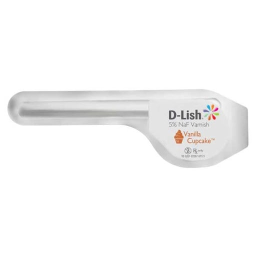 D-Lish 5% Sodium Fluoride Varnish - Vanilla Cupcake Flavor 50/Bx. Gluten Free