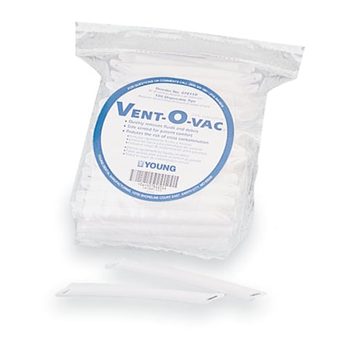 Vent-O-Vac 5" Disposable HV Evacuators, 2 Vented Ends 100/Bag.