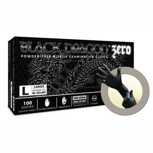 Black Dragon Zero Nitrile Exam Gloves: SMALL Powder-Free 100/Bx