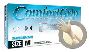 Comfortgrip Latex glove: Large, Powder-Free, Textured, Chlorinated