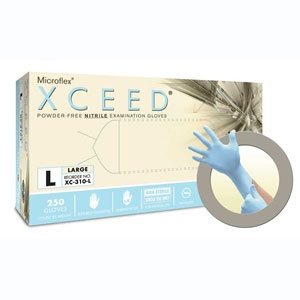 Microflex XCEED Nitrile exam gloves: X-LARGE powder-free, non-sterile 230/bx