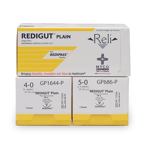 Reli 4/0, 18" Plain Gut Suture with C-6 Reverse-cutting 18mm Needle