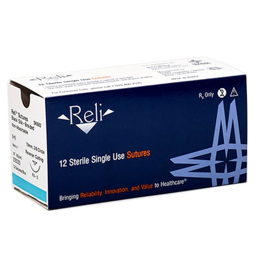 Reli 4/0, 18" Silk Black Braided Suture with C-3 precision point