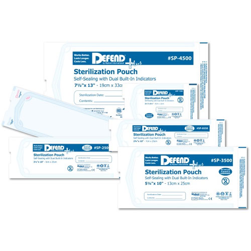 Defend Plus 3.5" x 10" Sterilization Pouch, self-sealing with built-in internal