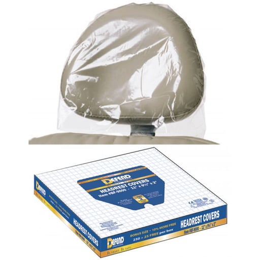 Defend 11" x 9.5" x 2" Clear Plastic Headrest Covers, Box of 250