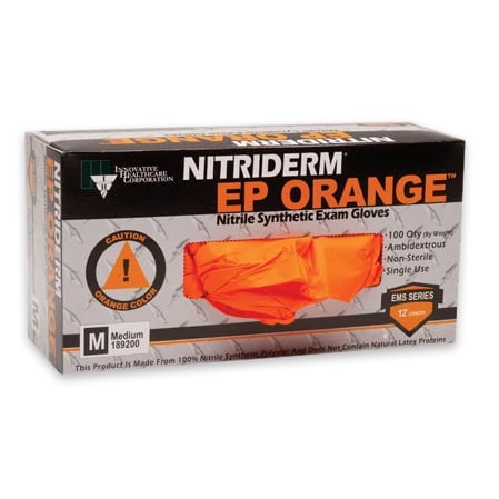 NitriDerm EP Orange Nitrile Synthetic Exam Gloves, Medium, Powder-Free